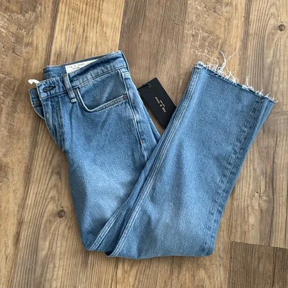 rag and bone the peyton mid-rise raw hem ankle bootcut jeans size 27